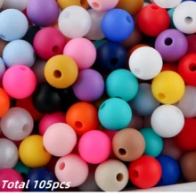 Silicone Beads 9/12/15mm Gritty Transparent - 105pcs DIY Jewelry Making Beads For Bracelets, Necklaces, Keychains, Shockproof & Durable Craft Beads