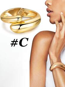 Yanxyad 女士粗金袖口手镯黄金个性手镯套装臂袖上臂朋克珠宝女士粗金手镯手镯厚袖口大号个性套装女士金手镯粗手镯 - 金色 - 查看 10