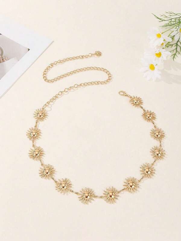 1 Stück Halloween Gothic Stil Damen Metall Mehrfarbig Glänzend Kleine Sonne Marsey Stil Taillendekogürtel Verstellbare Größe Taillenkette für Feiertagsparty Geschenke Freundin Weihnachtsgeschenke