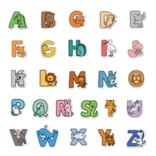 52pcs Animal Alphabet Stickers, Suitable For Stationery, Creative Products, Water Bottles, Toys, Spelling & Writing