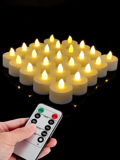 6/12/24 st flamlösa LED-värmeljus med fjärrkontroll, flimrande batteridrivna ljus, 200+ timmars realistiska elektriska LED-ljus, lämpliga för gåvor, matbordsdekoration, bröllop, fest, heminredning, årsdag, jul, halloweendekoration