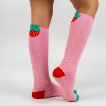 Children's Socks Kit Girl 3/4 Cotton Long Shaft Galochita Colorful Striped Women's Fashion Thick - 5 什錦 - 查看 5