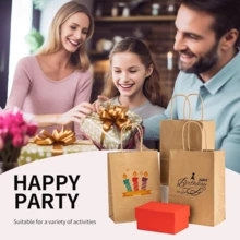 100Pcs Gift Bags 8.3x4.3x10.6 Kraft Brown Paper Gift Bags With Handles Bulk For Wedding, Party Favor, Grocery, Shopping, Retail, Merchandise Medium Paper Sacks - 駝色 中號 - 查看 9