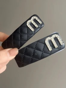 2个装女士水钻字母装饰时尚发夹，休闲发夹，爪夹，发卡，学习用品，发饰，派对，头部饰品，发夹 - 彩色 - 查看 12