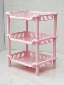 1pc Plastic Kitchen Storage Rack, Modernist Square Storage Rack For Kitchen - Multicolor - View 14