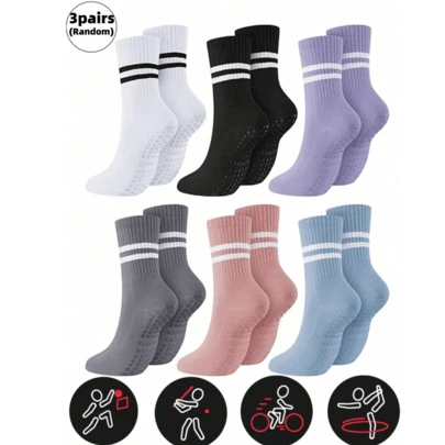 6 pares/paquete Calcetines antideslizantes unisex Pula, calcetines de yoga coloridos, calcetines con agarre para pilates, calcetines de yoga transpirables antideslizantes, adecuados para ballet y yoga, gran regalo para familiares y amigos (Navidad, Año Nuevo) (6/3/1 pares)