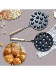 1pc 16-Cavity Black/Gray Oval Waffle Cast Iron Mold, Nut Cookies/Cake Pan, Suitable For Gas Stove Universal Nut Cake Baking Mold Egg Waffle Maker, Suitable For Graduation Gifts, Bachelor Party Gifts, Bridesmaid Gifts, Father's Day Gifts, Halloween Decorations, Halloween Gifts, Bridesmaid Proposal Gifts, Wedding Guest Favors, Birthday Party Decorations And Wedding Items, Weddings, Birthday Parties, Anniversaries, Holidays, Graduations - Multicolor - View 11