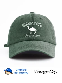 1 顶男女通用复古水洗棒球帽 - 复古驼色轮廓及字母图案 - 提供大地色系（咖啡色、黑色、卡其色、海军蓝）和流行色（酒红色、灰粉色、橙色）可选 - 柔软的牛仔布质感老爹帽，适合户外探险和馈赠 - Genuine Taste - 查看 17