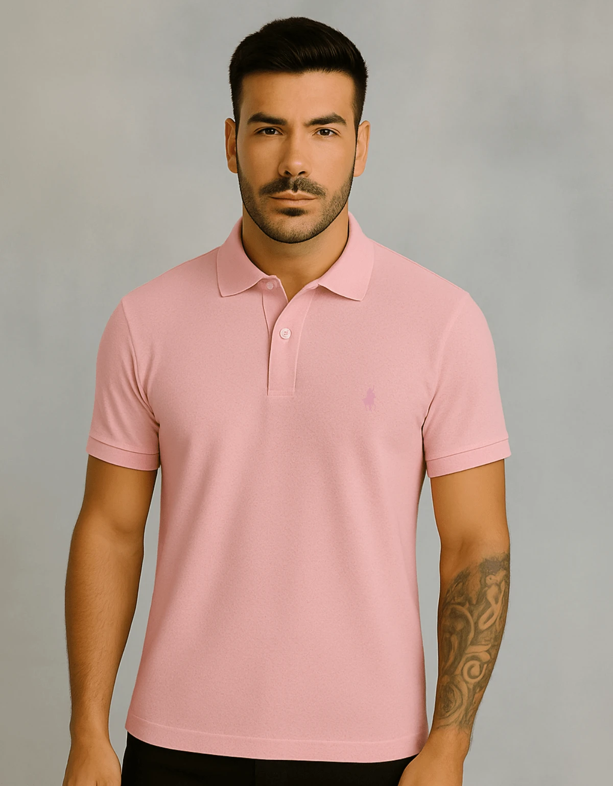 Men's Piquet Polo Shirt Comfortable All Regular Fit Textured - Hồng - Xem 1