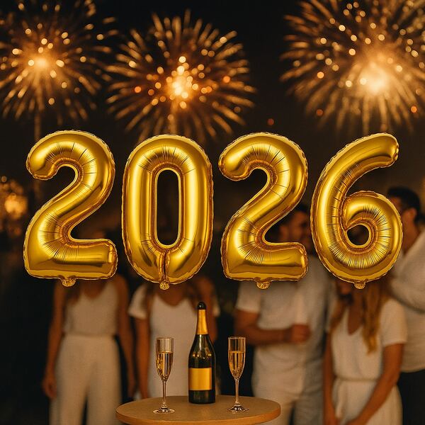 Halloween+Christmas Metallic Balloon Kit 2026 Sign Gold, Silver Or White 16" 32" 40" New Year's Eve Decoration Themed Party Giant Number Balloons Backdrop Photography Panel Ornament