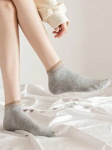 12 双随机女士短袜、船袜、隐形袜、低帮袜、白袜子、短袜、黑袜子、女袜、短袜、中筒袜、可爱袜子、女童袜、双线防滑设计、透气网眼吸汗设计、柔软舒适、适合日常穿着、居家运动、办公穿着、学院风设计、适合所有季节和各种节日、隐形袜和短袜、颜色随机 - 彩色 - 查看 5
