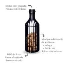 Wine Bottle Cork Holder Lacquered MDF Decoration - Svart - Visa 4