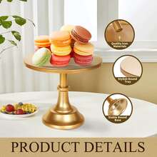 6PCS Modern Cake Stand Set Dessert Table Display Cake Holders Round Cake Pedestals With Cupcake Risers Anniversaries Wedding Birthday Party Supplies - 金色 - 查看 4
