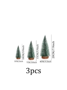 Snow Green Mini Artificial Christmas Tree, Christmas Tree Pack Small Trees With Wooden Base, Desktop Decor For Christmas, Winter Home, Winter Christmas Decorations Furniture Room Decor