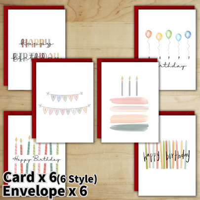6pcs Birthday Greeting Cards With Envelopes, Unique Birthday Gift Cards Suitable For Family, Friends, Colleagues, Birthday Gift Decoration Cards