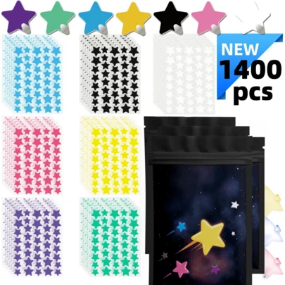 1400pcs Cute Black Star Stickers, Skin-Friendly, Waterproof, Suitable For Party Decoration, Face Decoration Stickers,Giveaways,Travel,Cheap Stuff,Travel Essential