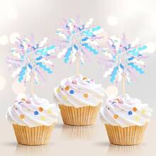5PCS Creative Cake Decoration Colorful Rain Silk, Korean Style Tassel Rain Silk Cake Plugin, Birthday Party Cake Decoration Card - Style 1 - View 8