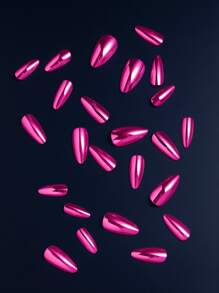 VV MEI JIA ER 24 Stück Y2K Fake Nägel, hochglänzende metallische vorgefertigte Fake Nagel Spitzen mit haltbarer Beschichtung, Metallic Nagel Spitzen für Finger, Mode Nail Art Set für DIY Maniküre geeignet für Frauen und Mädchen, 1 Stück Blatt Klebeband & 1 Stück Nagelfeile Nagel Zubehör