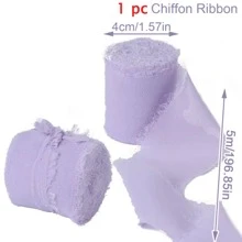 4/3/2/1 Rolls Light Purple, Gradient Purple Handmade Chiffon Silk Ribbon Fringe 4cm X 5m Frayed Edges Ribbons For Wedding Invitations, Bridal Bouquets, Gifts Wrapping Crafts, Holiday Decorations,Valentine's Day Party Supplies, Bouquet Wrapping