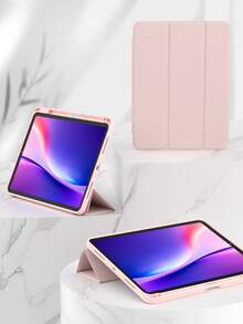 纯粉色亚克力透明水晶背壳，防震设计，适用于 iPad 第七代、第八代（10.2 英寸）和第十代。内置笔槽，支持睡眠唤醒功能/多种折叠支架方式。是节日和新年的馈赠佳品。 - 淺粉色 - 查看 3