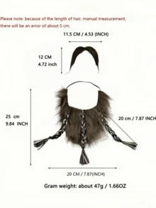 1pc Braided Full Beard Mustache Costume Prop For Festival Party Masquerade Pirate Brown Beard - Multicolor - View 2