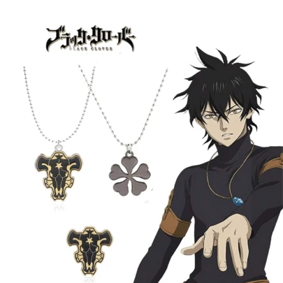 1 件动漫黑色四叶草吊坠项链五叶阿斯塔黑牛标志迷人锁骨链个性首饰