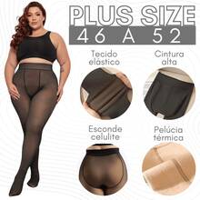 Plus Size XXXXL Up To 54 Women's Thermal Tights Lined With Plush Winter Warm - Black - View 1