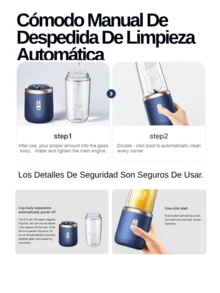 dreame 1 pieza Licuadora eléctrica inalámbrica portátil de 400ml, mezclador de jugo de frutas mini recargable por USB con 6 cuchillas y doble vaso, licuadora multifuncional, adecuada para cocina doméstica u exterior, excelente para extraer vegetales, frutas y hacer batidos. - Taza individual con tapa - Ver 11