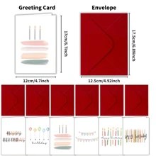 6 بطاقات تهنئة عيد ميلاد مع أظرفة، بطاقات هدايا عيد ميلاد فريدة مناسبة للعائلة والأصدقاء والزملاء، بطاقات ديكور هدايا عيد الميلاد