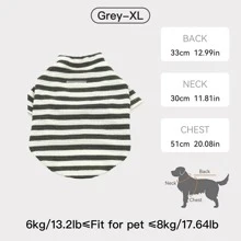 1 件条纹弹性柔软宠物毛衣，适合春、夏、秋、冬，适合中小型犬，有灰色、绿色、蓝色可选