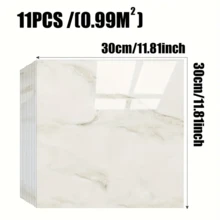 11pcs 0.9㎡ Deep Gray Marble Tile Stickers – Waterproof Aluminum-Plastic Self-Adhesive Wall Panels For Renovation & Decoration, Ideal For Valentine's Day, Weddings & Birthday Settings