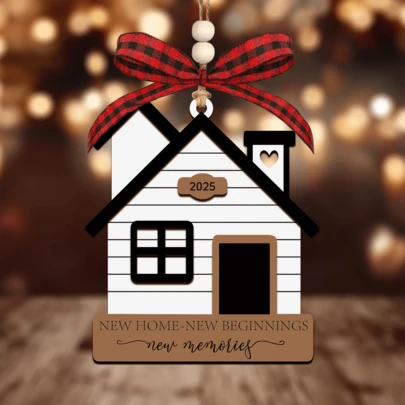 1pc Artificial Wood Pendants 2025 New Home Christmas Decoration - New Home Moving Gift, - Moving Gift Creativity - New Home Gift Creativity - 2025 New Home Christmas Decoration
