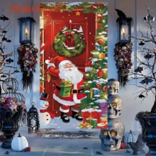 Pancarta plana 2D de Navidad, Papá Noel entregando regalos, árbol de Navidad, fondo de muñeco de nieve, decoración para fiesta navideña