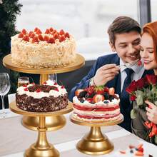 6PCS Modern Cake Stand Set Dessert Table Display Cake Holders Round Cake Pedestals With Cupcake Risers Anniversaries Wedding Birthday Party Supplies - 金色 - 查看 6