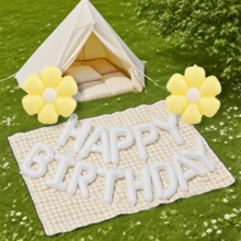白色生日字母氣球橫幅 雛菊氣球 雛菊聚酯箔氣球 附「Happy Birthday」文字，適合成人活動、拍照道具與簽到拍照、生日派對裝飾，易於組裝，歡樂設計，鋁箔氣球，慶典裝飾，畢業場合必備 - 彩色 - 查看 11