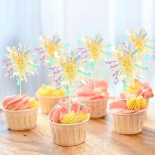 5PCS Creative Cake Decoration Colorful Rain Silk, Korean Style Tassel Rain Silk Cake Plugin, Birthday Party Cake Decoration Card - Style 1 - View 11