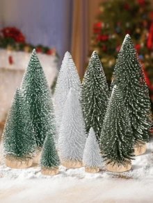 雪绿色迷你人造圣诞树，圣诞树套装，雪霜剑麻树，适用于桌面、乡村和派对装饰，冬季圣诞装饰家具房间装饰，圣诞装饰家居圣诞礼物圣诞装饰 - 混合搭配A - 查看 7