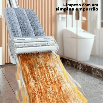 Esfregão Rodo Lazy Mop Mágico Limpeza Flat 360°   Uso úmido e seco, sem necessidade de enxágue