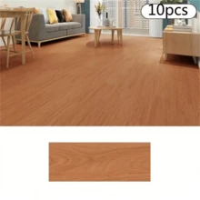 10 件 40x15 厘米可剥离粘性地板贴纸，PVC 木纹地板贴纸，家具地板装饰，适用于卧室、厨房、客厅和酒店