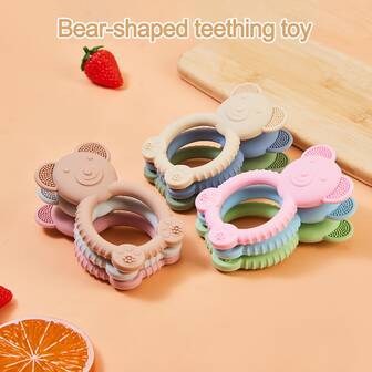 1 件硅胶熊牙胶、出牙玩具、可煮、婴儿出牙按摩器手环