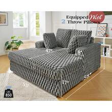 53 Inch Oversized Chaise Lounge, Upholstered Sofa Bed With Throw Pillows And Armrests, Sleeper Chair- Comfy Chair Bed For Living Room,Ash Grey - Màu xám đen - Xem 2