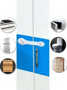 4/6/10pcs Belt Cabinet Lock, White Plastic Protection Drawer Lock, Home Use