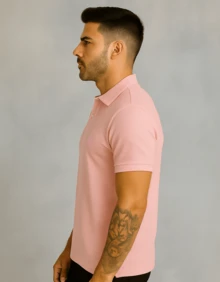 Men's Piquet Polo Shirt Comfortable All Regular Fit Textured - Hồng - Xem 2