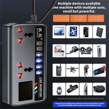 车载电源逆变器，DC12V/24V自动电源转换器，200W，带4个USB接口和2个Type-C接口，插座式车载电源适配器，适用于轿车、SUV和公路旅行 - 彩色 - 查看 8