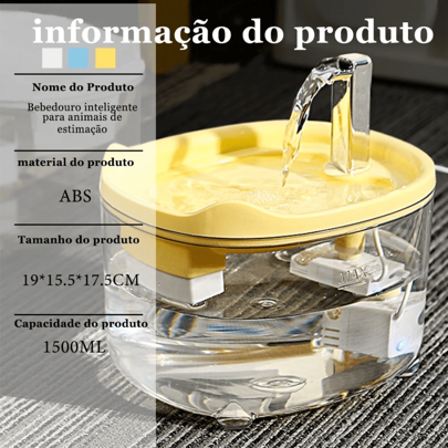 Bebedouro Automático para Gatos e Cães: Circulação de Água com Filtro de 1,5 Litro e Base Segura