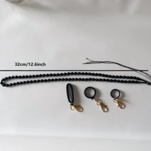 1条多色挂绳，带3个硅胶环，适用于不同尺寸的电子烟设备（不含电子烟），香烟盒，电子烟配件，礼品 - 黑珠色 - 查看 3