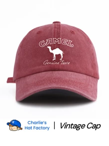 1 顶男女通用复古水洗棒球帽 - 复古驼色轮廓及字母图案 - 提供大地色系（咖啡色、黑色、卡其色、海军蓝）和流行色（酒红色、灰粉色、橙色）可选 - 柔软的牛仔布质感老爹帽，适合户外探险和馈赠 - Genuine Taste - 查看 15