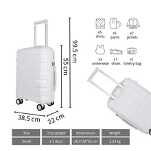JLY Lightweight Polypropylene Luggage Set – 3 Sizes For Every Journey | Spinner Wheels, TSA Lock, Shock-Resistant Shell - White - View 7