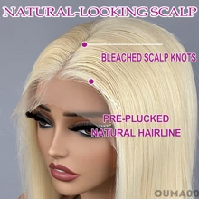 613 Blonde Straight Wig 13x4 Lace Front Wig Human Blended Hair Straight Blonde Lace Front Wigs HD Transparent Lace 200% Density Pre Plucked With Baby Hair Brazilian Virgin Hair Glueless Bone Straight Wigs Halloween Wigs For Women Daily Wear And Cosplay Use - S613 - View 4