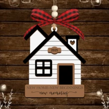 1 件人造木吊坠 2025 新居圣诞装饰 - 新居搬家礼物 - 搬家礼物创意 - 新居礼物创意 - 2025 新居圣诞装饰 - 白色 - 查看 2